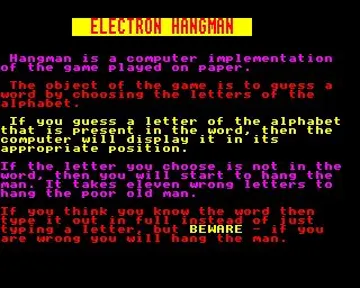 Electron Hangman (198x)(Comsoft) screen shot title